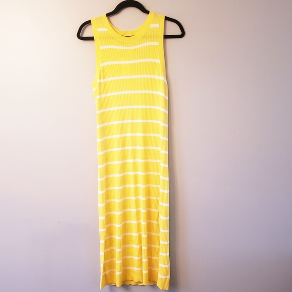 NWT Banana Republic Yellow Striped Knit Dress - Picture 2 of 7